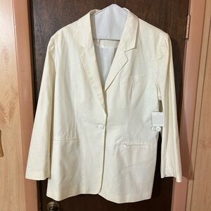 Newport News White Single-Button Notch Lapel Blazer